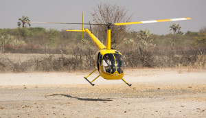 Helicopter over the Okavango Delta in Botswana