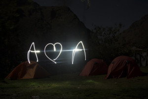 Andrew loves Annie, camping on the Inca Trail in Peru