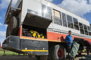 Andrew by the Dragoman truck, Namibia